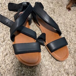 Toms Black Leather Sandals